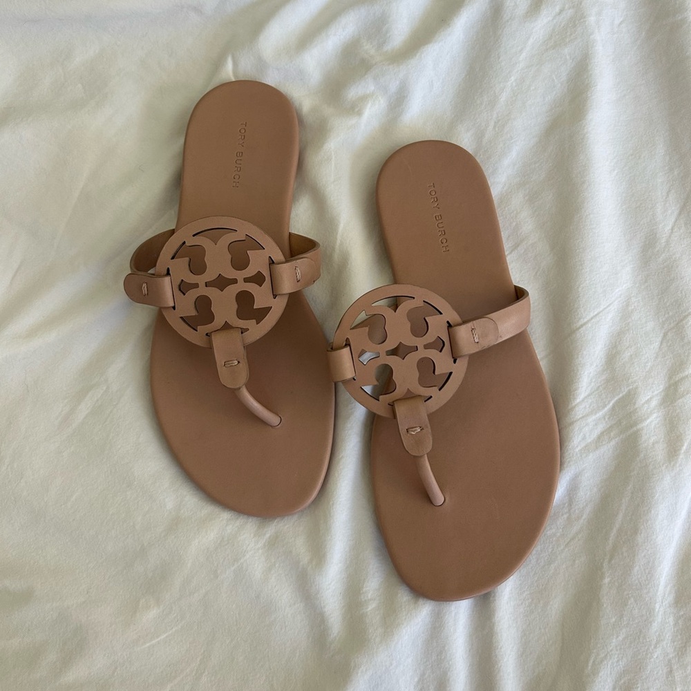 Tory Burch Miller Women’s Thong Sandals in Beige 6.5